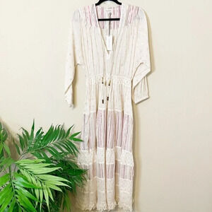New! Valiente metallic striped tassel tie maxi dress 33260